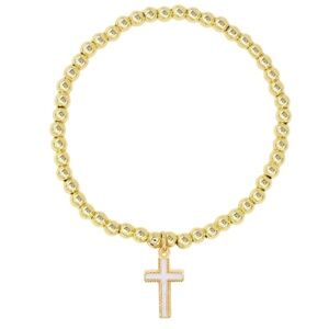 Cross MOP Charm CCB Ball Bracelet